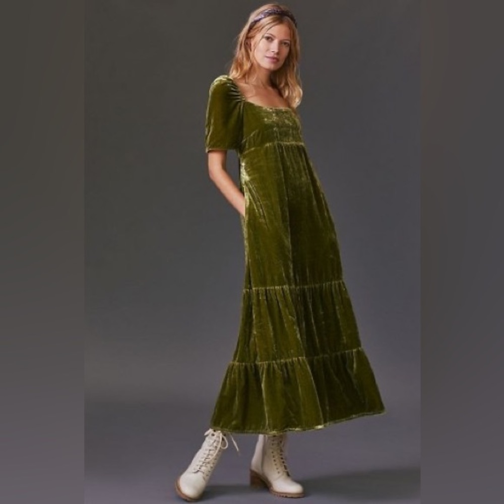 Anthropologie | Velvet Empire Waist Midi Dress
